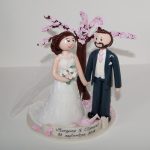 figurines de mariage personnalisées, avec cerisier en fleur et petite origami