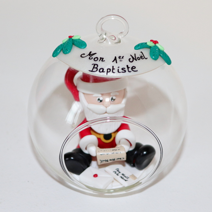 Boule de Noël en verre "Mon 1er Noël" pour bébé cadeau naissance
