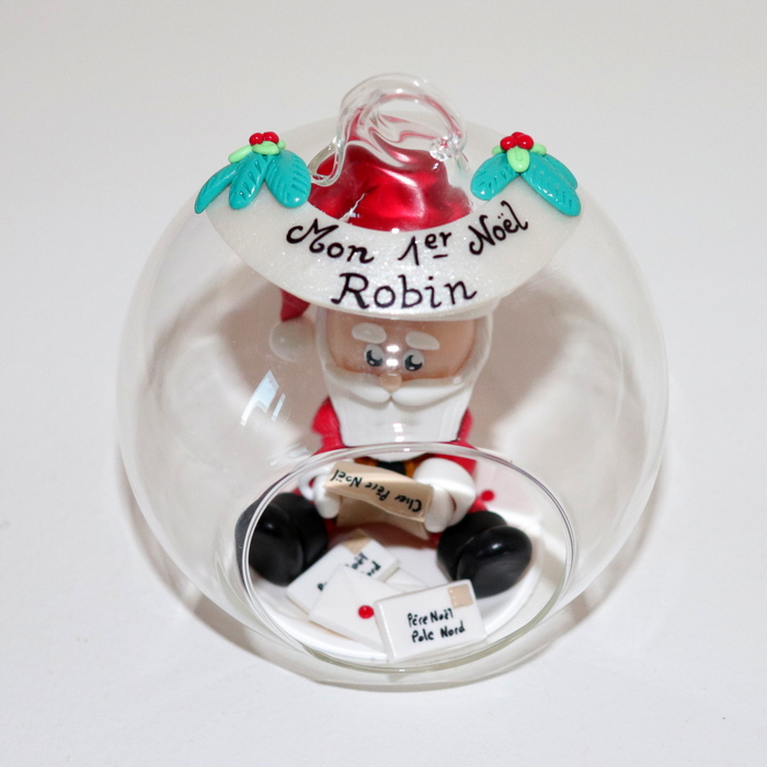 Boule de Noël en verre "Mon 1er Noël" pour bébé - cadeau naissance
