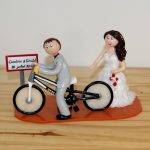 Figurines de mariage, le marié à vélo