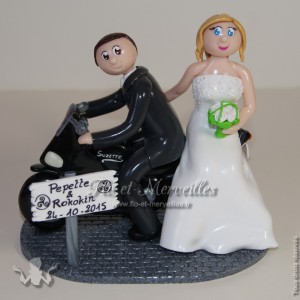 Figurines de mariage à moto