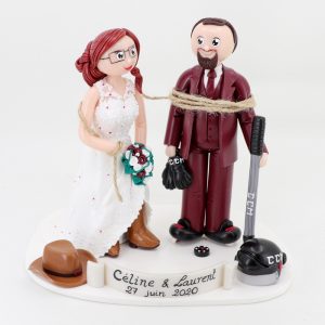 Figurines de mariage cowgirl et hockeyeur