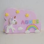 plaque de porte Licorne et arc-en-ciel