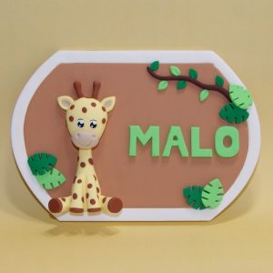 plaque de porte personnalisable, thème girafe