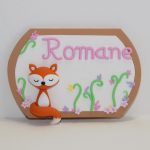 plaque de porte personnalisable, thème forêt avec un petit renard