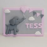 plaque de porte personnalisée éléphant rose et gris
