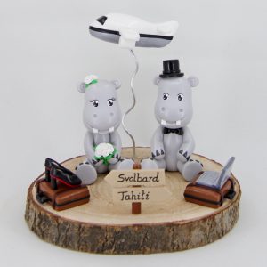 Hippopotame wedding cake topper